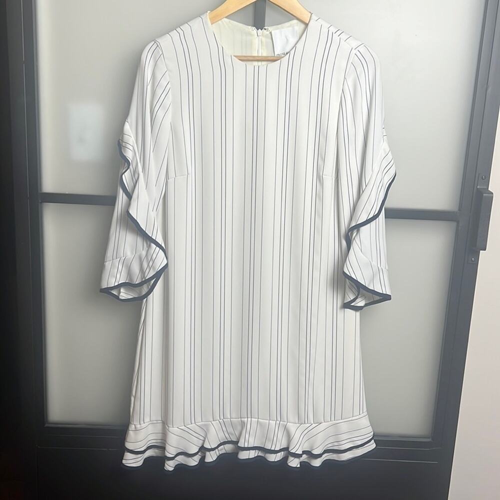 Prose& Poetry Ruffle Sleeve Striped Shift Dress Size Small